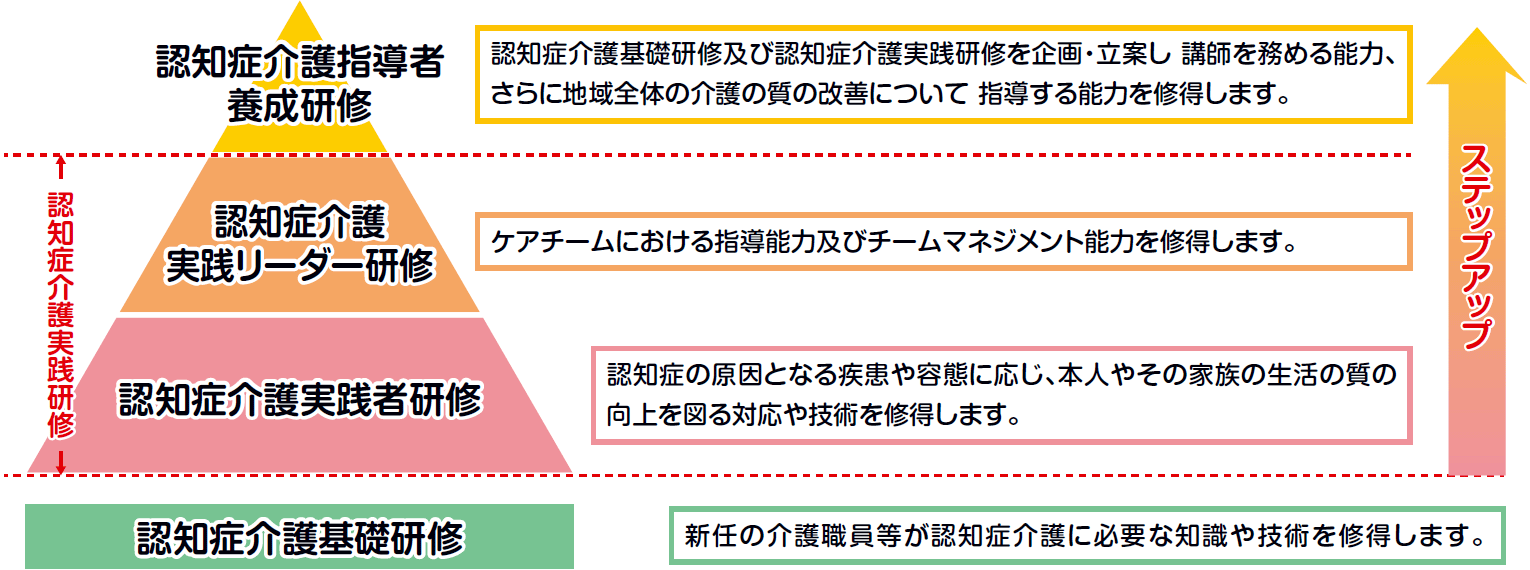 認知症介護に関するステップアップ式研修体系